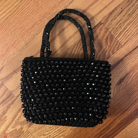 Vintage beaded purse with top handle and snap closure - Picture 4 of 5